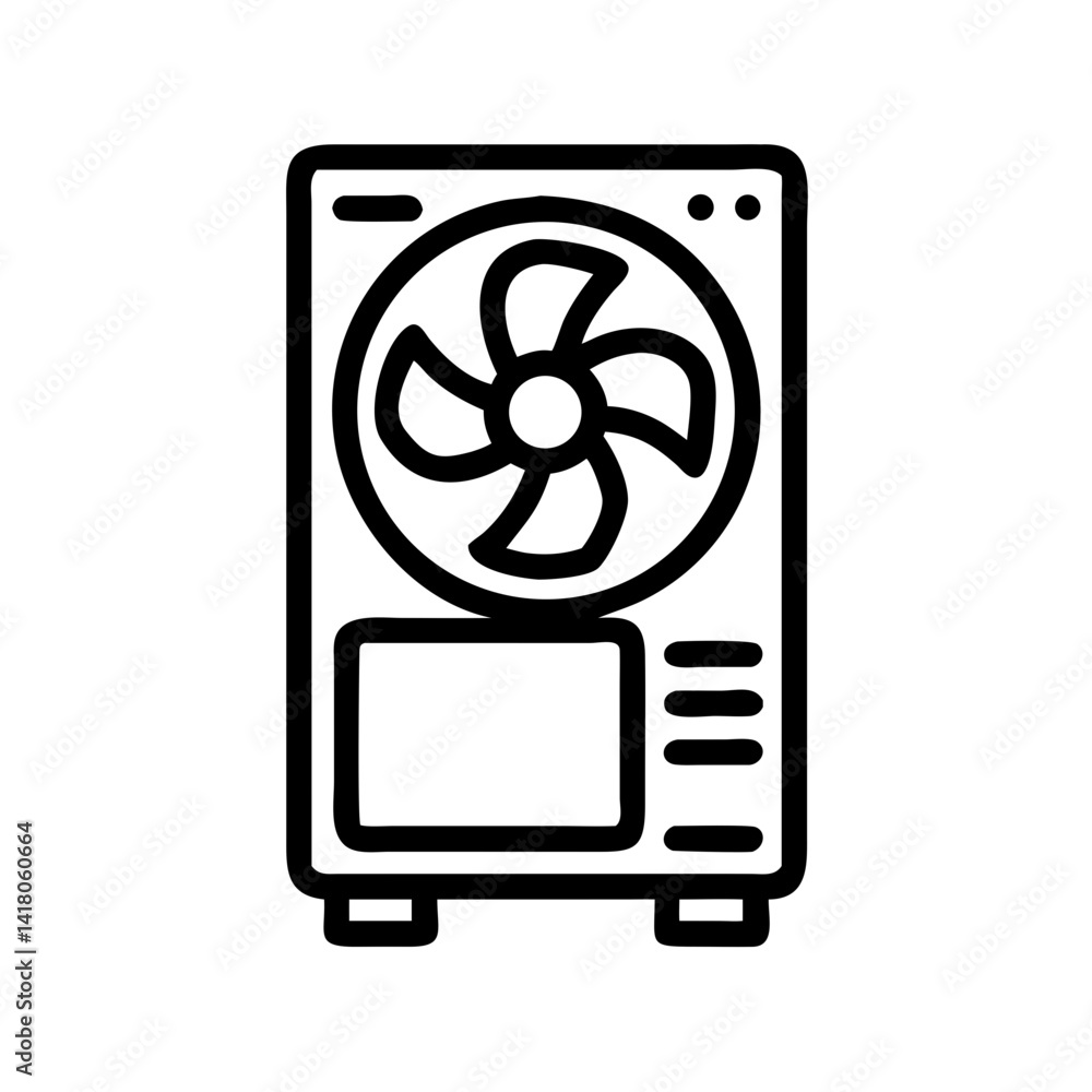 Aufkleber pc case with fan icon representing cooling system and thermal management hardware
