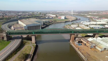 Sunderland UK: 12th April 2025: Sunderland Queen Alexandra Bridge over the River Wear with stunning 20th century architecture