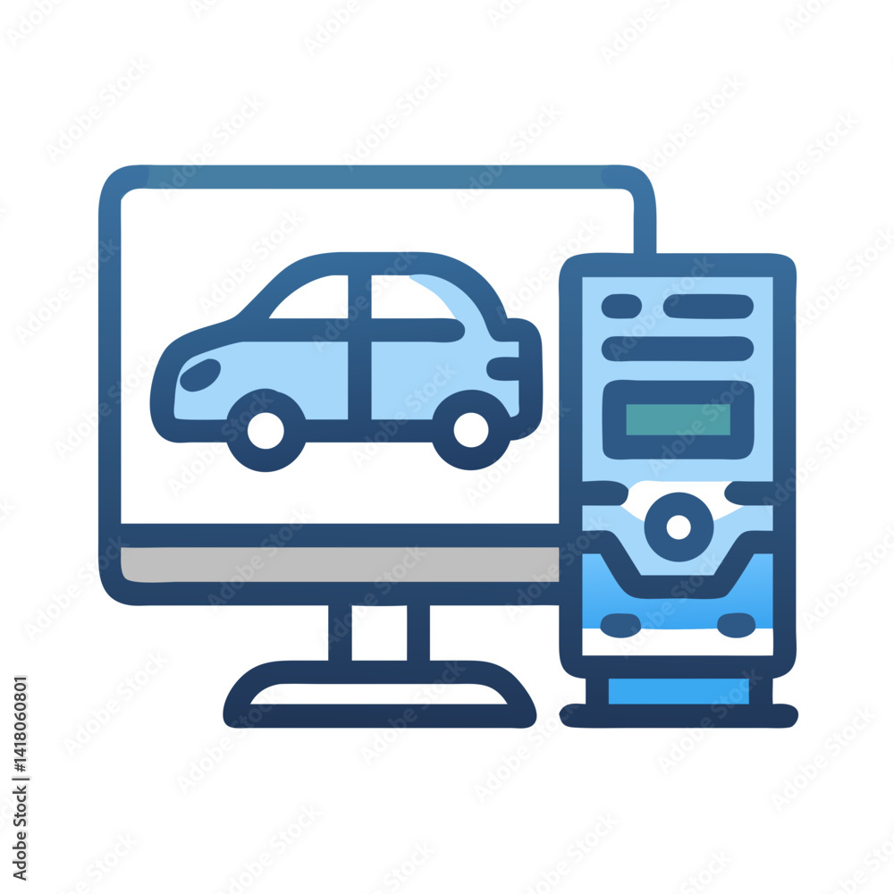Aufkleber pc with car icon representing driving simulation and automotive training software