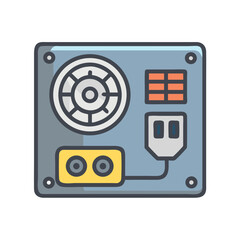 Obraz premium Power Supply Unit Icon Representing PC Power Source and Electrical Hardware Component