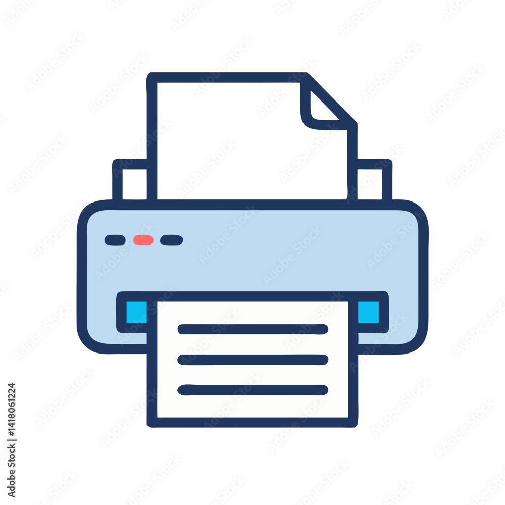 Fototapete printer icon representing document printing and office output device