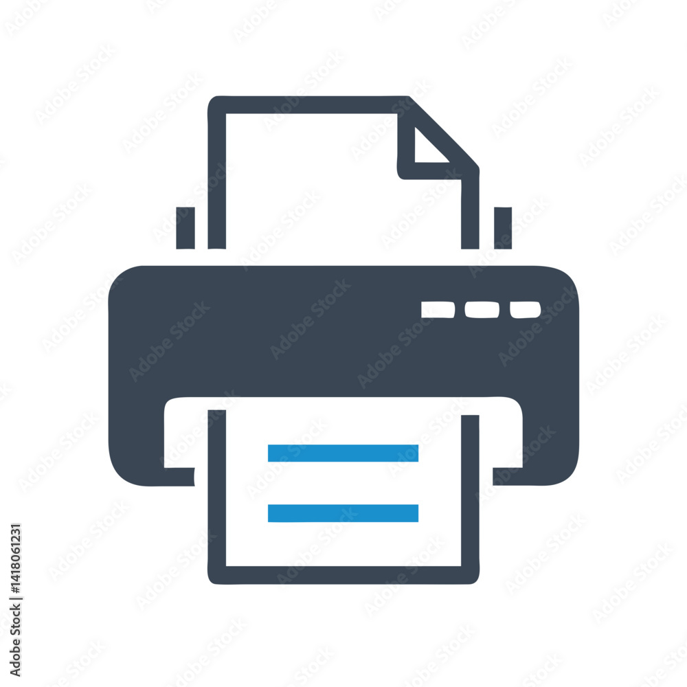 Fototapete Printer Icon Representing Document Printing and Office Output Device