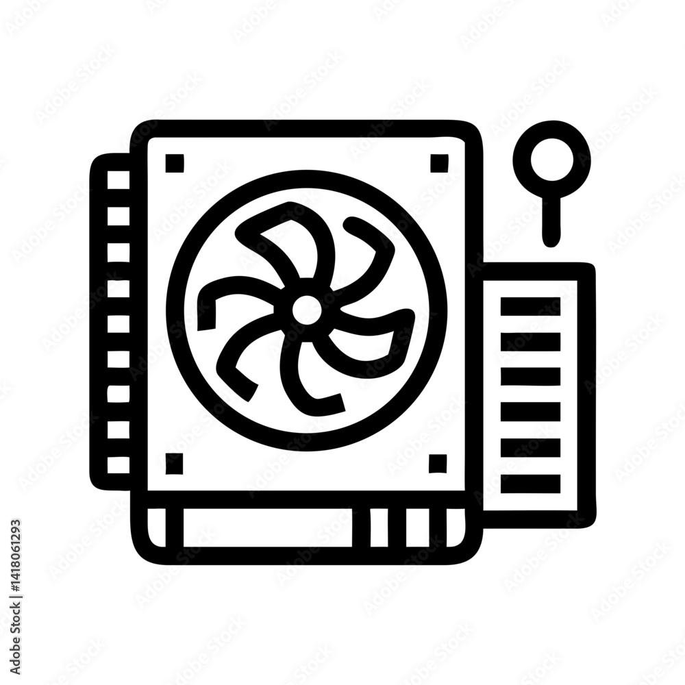 Poster Processor with Fan Icon Representing CPU Cooling and Thermal Management System