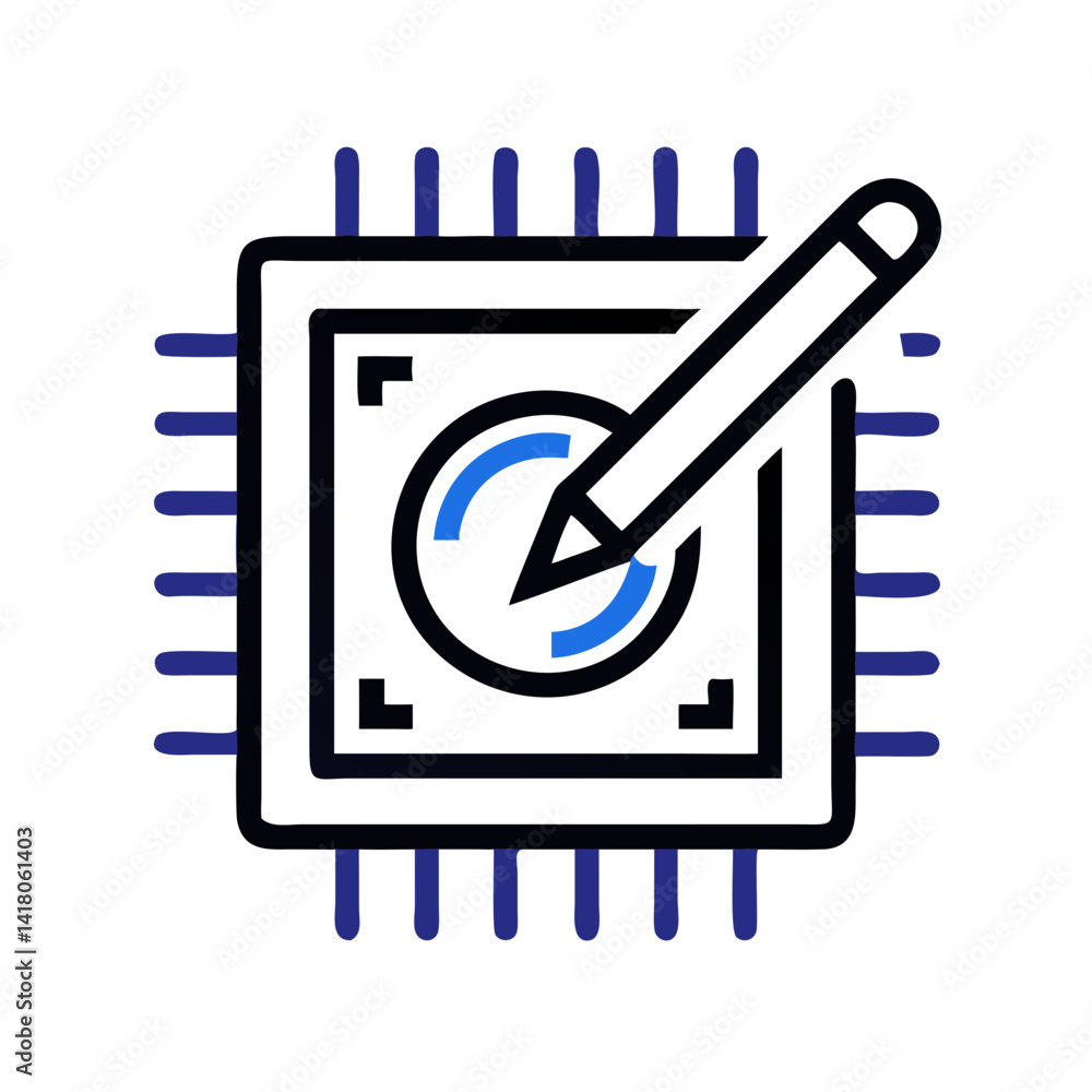 Poster Processor with Pen Icon Representing Overclocking Configuration and Custom CPU Tuning