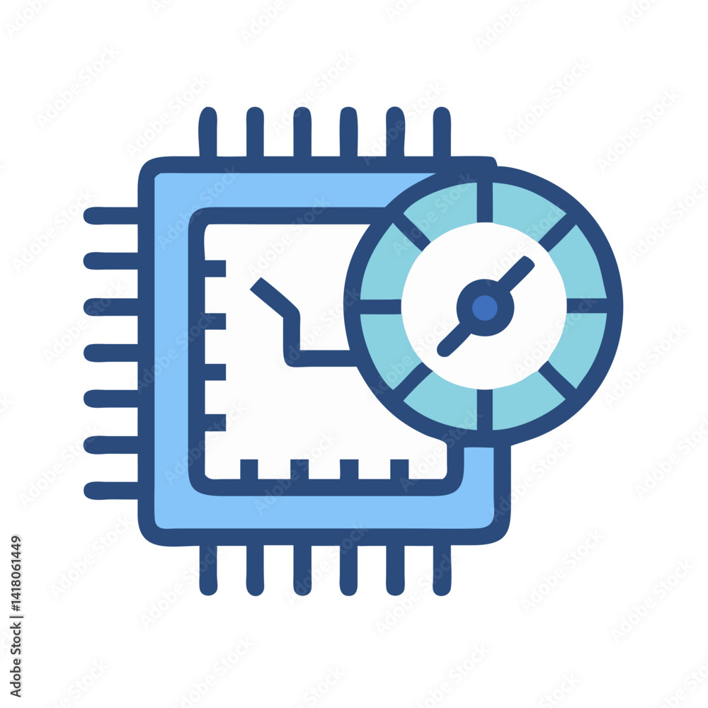 Poster Processor with Speed Gauge Icon Representing CPU Performance and Processing Speed
