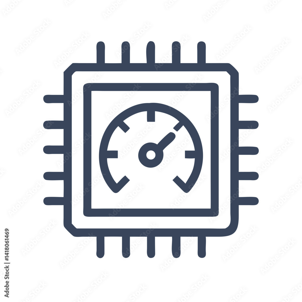 Poster Processor with Speed Gauge Icon Representing CPU Performance and Processing Speed