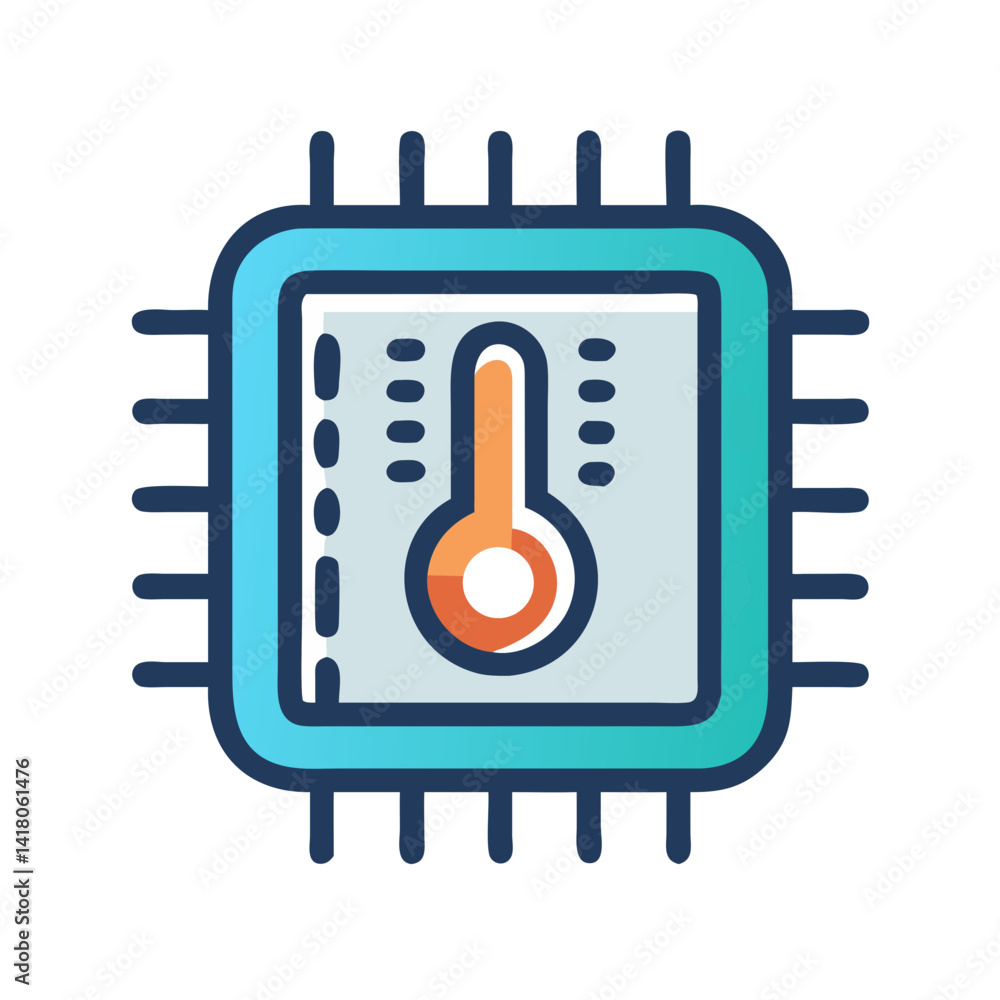 Poster Processor with Thermometer Icon Representing Heat Monitoring and CPU Temperature Control
