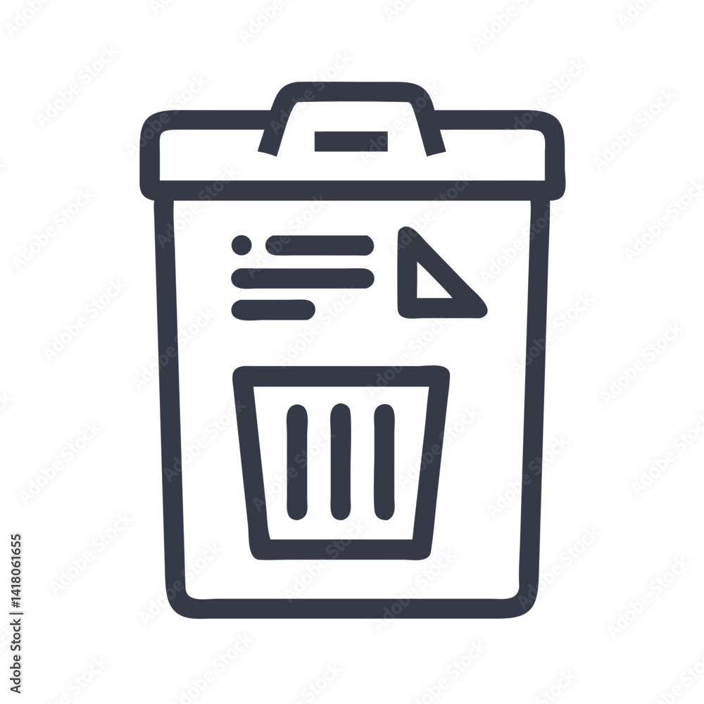 Poster recycle bin icon representing content deletion and digital file removal