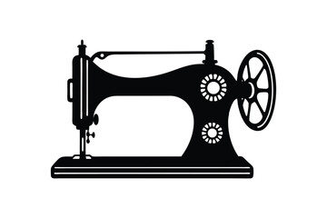Silhouette art illustration of a vintage sewing machine.eps