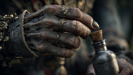 Enchanted hands cradling a mysterious vessel of ancient magic