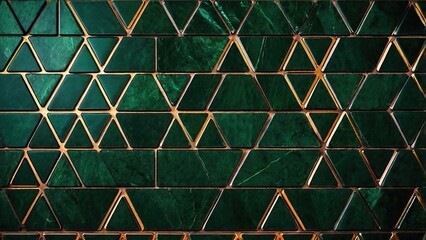 Abstract green backdrop with a seamless geometric pattern and vintage decorative elements