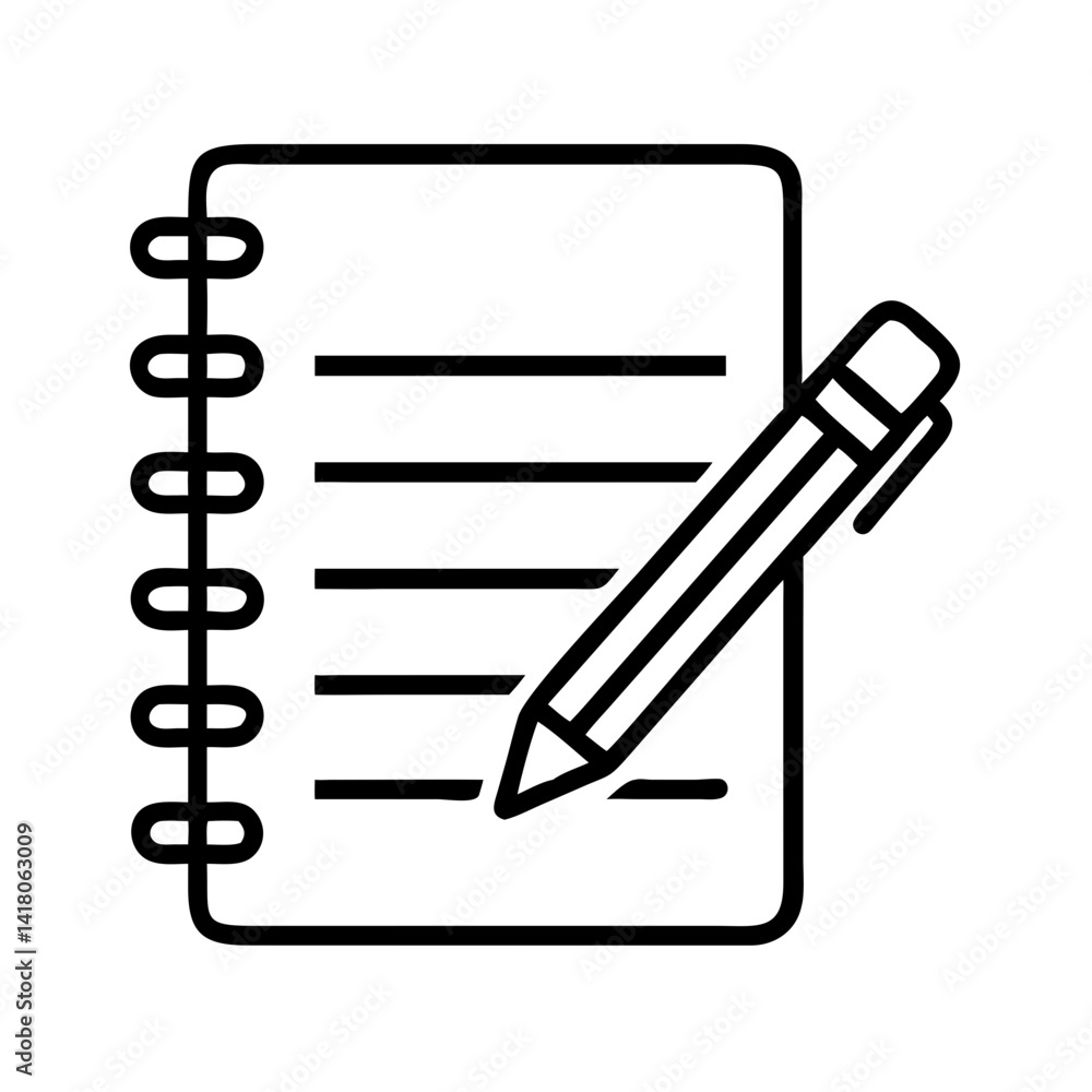 Aufkleber spiral notebook with pencil icon representing note taking and writing tool