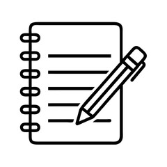 Spiral Notebook with Pencil Icon Representing Note Taking and Writing Tool