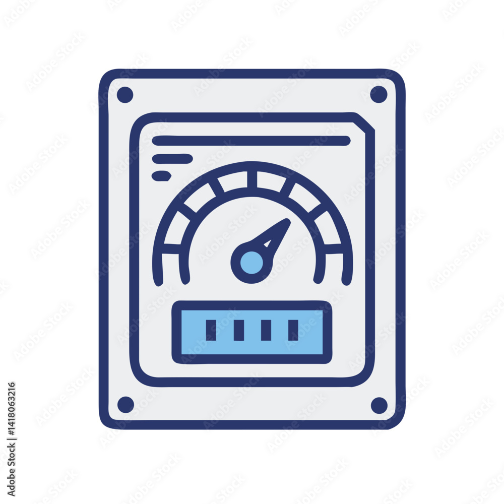 Poster SSD with Speedometer Icon Representing High-Speed Digital Storage Performance
