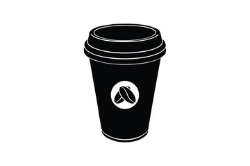 Silhouette art illustration of a paper coffee cup with a lid.eps