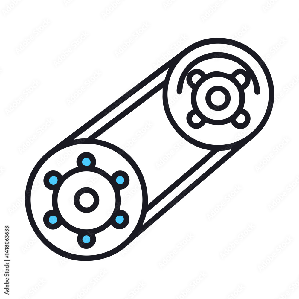 Poster Timing Belt Icon Representing Engine Mechanism and Synchronous Motor Function