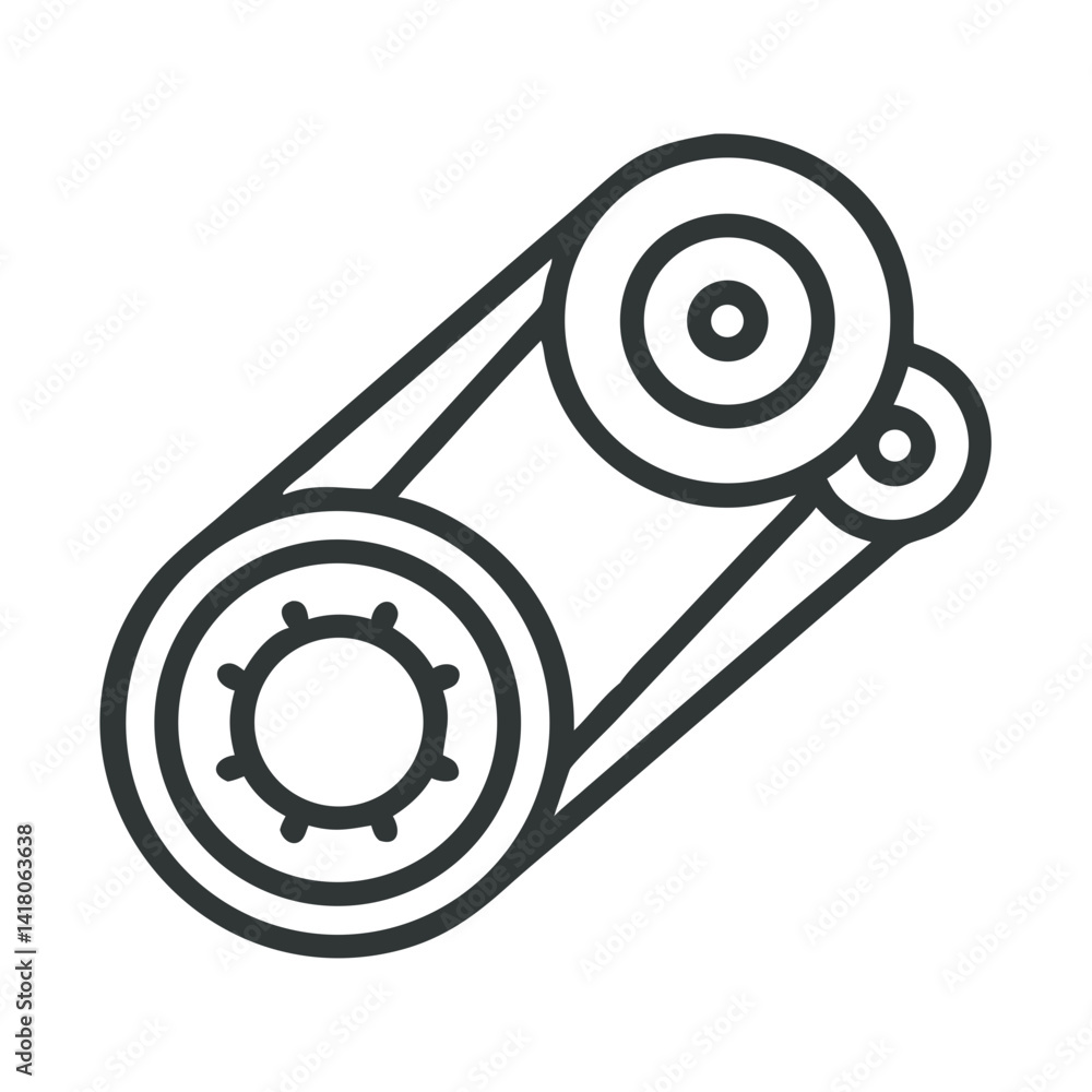 Aufkleber Timing Belt Icon Representing Engine Mechanism and Synchronous Motor Function