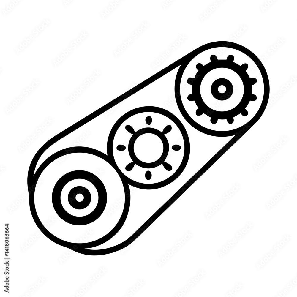 Poster Timing Belt Icon Representing Engine Mechanism and Synchronous Motor Function