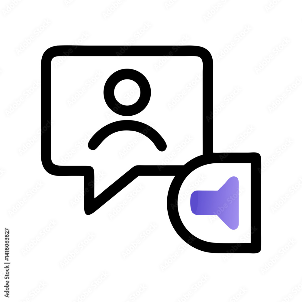 Aufkleber user with speech bubble icon representing video communication or online chat