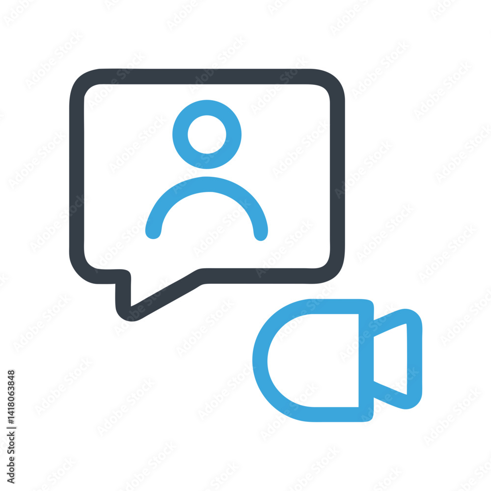 Aufkleber user with speech bubble icon representing video communication or online chat