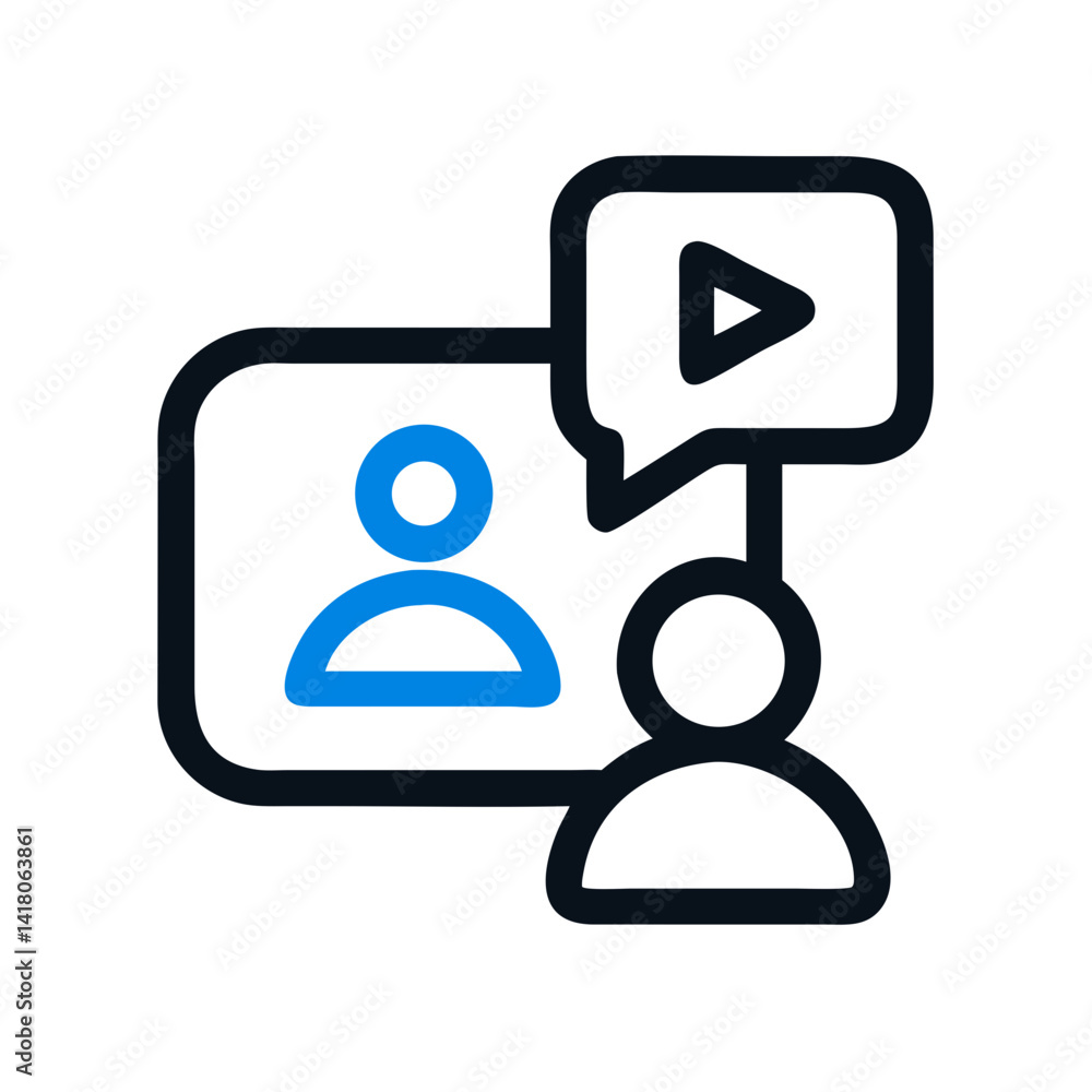 Aufkleber User with Speech Bubble Icon Representing Video Communication or Online Chat