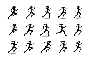 Woman Running Silhouette Vector Set Design