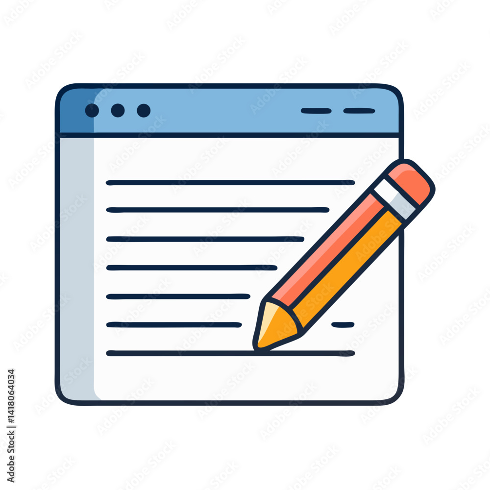 Poster web page with pencil icon representing online editing or content writing