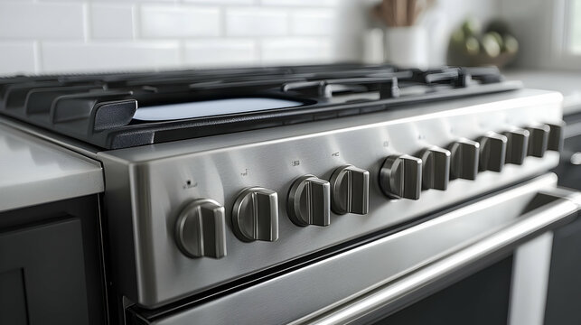 Stainless steel gas stove with knobs