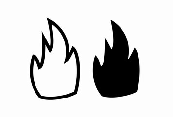 isolated fire emoji solid and linear icons. Fire flames icon. Natural fires and disasters. Isolated on white