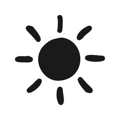 Sun icon hand drawn style. anime doodle sun vector illustration