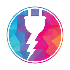 Plug thunder vector logo design illustration.
