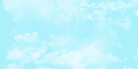 Blue sky with white cloud Vector cartoon nature background of Spring before sunset with bright sunlight,Horizon landscape beautiful dramatic white cloudy field	