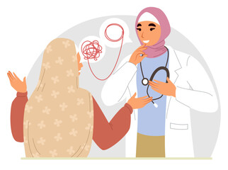 A healthcare professional engages with a patient to discuss concerns. The setting emphasizes trust and communication, highlighting the importance of patient care and support.