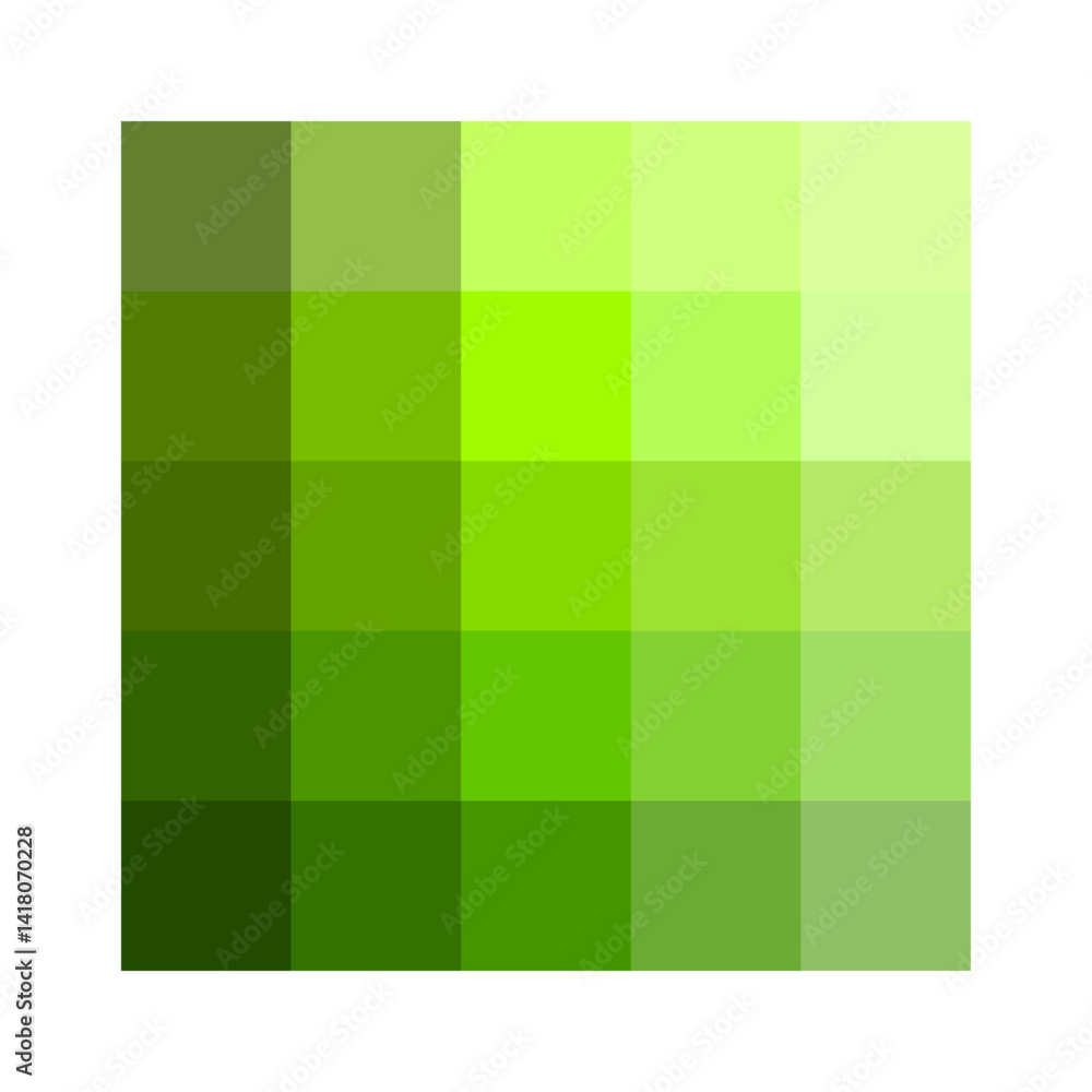 Poster bright green grid. neon tone vector. square palette blocks. vivid gradient display.