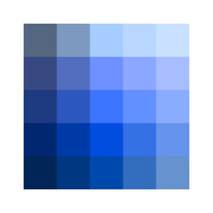 Blue color palette. Square tile pattern. Cold tone harmony. Vector swatch grid.