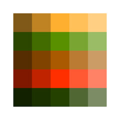 Warm color palette. Square tone layout. Red yellow green blocks. Gradient vector scheme.