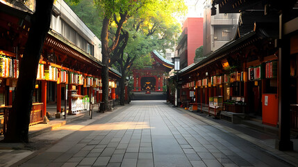 Fototapeta premium Pixelated Japanese Shrine Street Path