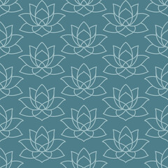 Seamless Lotus Flower Pattern Elegant Hand Drawn Line Art Background for Yoga, Meditation, Spa, Wellness, Textile and Surface Design