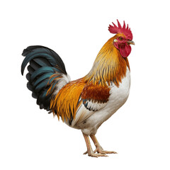 Fototapeta premium Beautiful rooster red white on transparent background, png