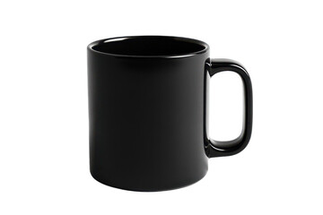 Isolated black coffee mug mockup blank ceramic cup for branding art on transparent background