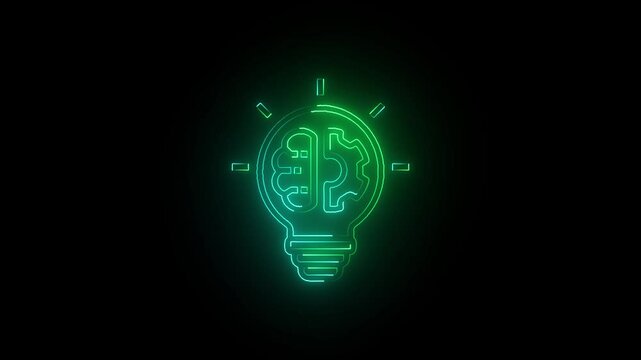 Glowing neon resourceful icon isolated on black background. Glowing neon Technique icon isolated on black background.
