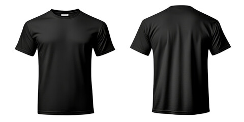 Black T-Shirt Mockup Front and Back Views, Isolated on Transparent Background, Clothing Design Template, tshirt mockup, apparel design, template