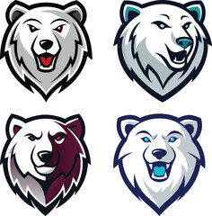 Polar Bear head mascot logo design vector
