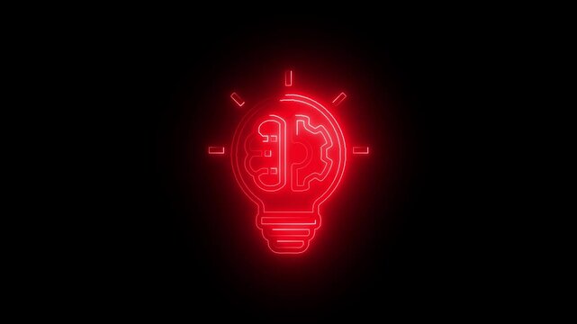 Glowing neon resourceful icon isolated on black background. Glowing neon Technique icon isolated on black background.