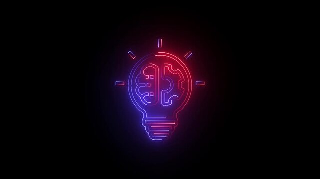 Glowing neon resourceful icon isolated on black background. Glowing neon Technique icon isolated on black background.