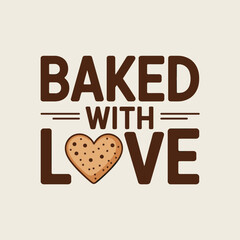 Baked with Love Cookie Heart Bakery Logo