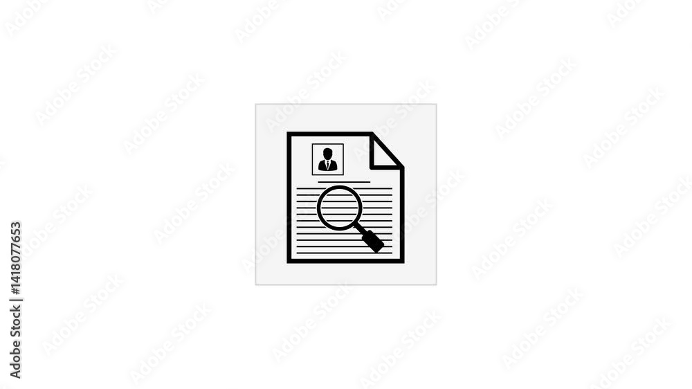 Poster personal document research and quality control for job. document with research bar icon animation, p