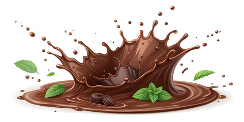 Splash of Melted Chocolate with Dark Chocolate Bar on White Background – High-Speed Food Photography