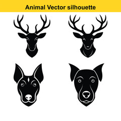   animal silhouette vector illustration icon set bundle.