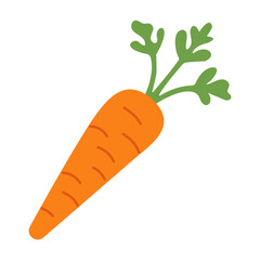 A carrot  with a green leaf on top. The carrot is orange and has a long, thin shape